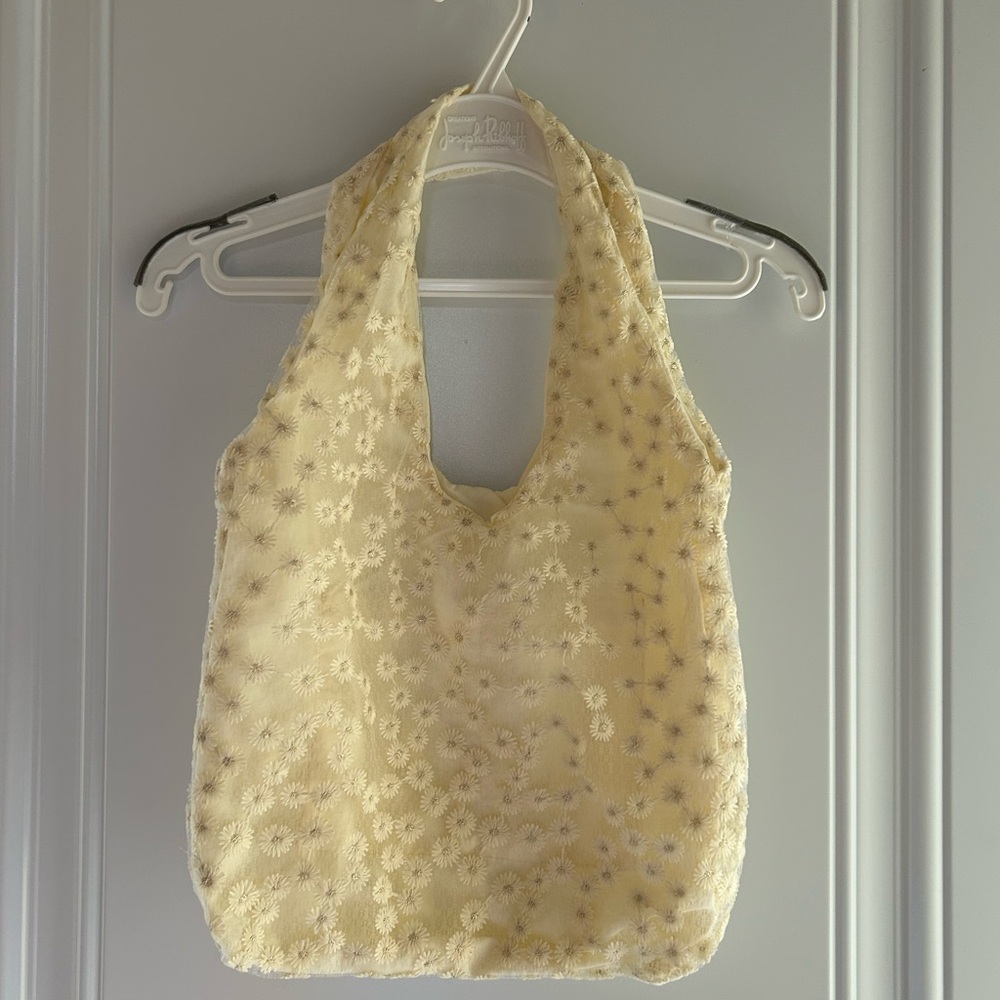 Chinese brand Women’s Embroidery daisy fabric shoulder bag in beige